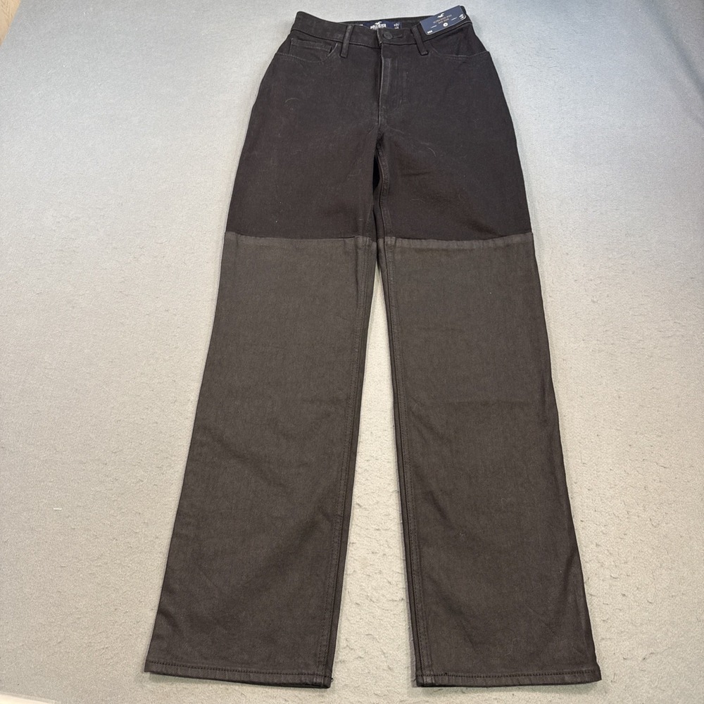 Hollister Ultra High Rise Dad Jeans Light Wash Patch black women 23X31 nwt